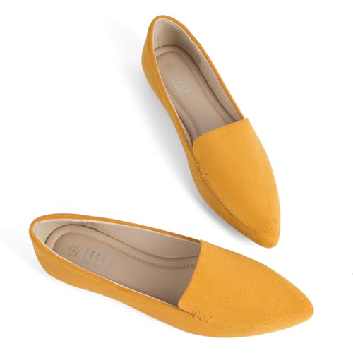 Image of MUSSHOE Pointed Toe Flats for Women, Comfortable Business Casual Work Shoes, Slip On Loafers with Arch Support, Office Walking Flats for All Day Standing