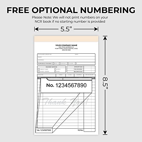 custom 5534 x 8534 carbonless ncr books in 2-part duplicate invoices receipts work orders sales orders purchase orders estimates quote forms with your companybusiness name 100 sets