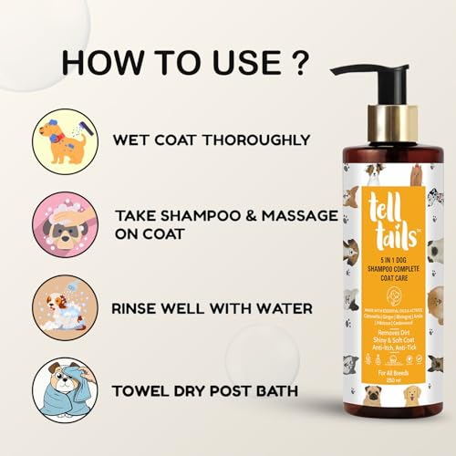 Image of 5-in-1 Dog Shampoo 250ml | Gentle Coat Cleanser for Dogs | Helps Clean, Condition, Detangle & Freshen Fur | with Citronella, Ginger, Bhringraj & Amla | for Labrador & All Breeds