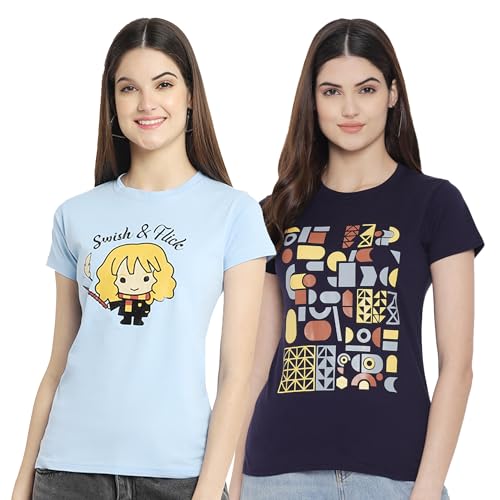 Image of Style Go Women's /Girls Cotton Regular Fit Graphic Stylish Printed Short Sleeves Casual T-Shirt || Trends & Stylish (Pack 2)