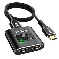 HDMI Switch Hdmi Splitter 4K @ 60Hz, Aluminium Bi-Directional hdmi Switch 2 in 1 Out or 1 in 2 Out Hdmi Splitter switcher Supports HD 4K 3D 1080P (Schwarz mit 1m Datenkabel)