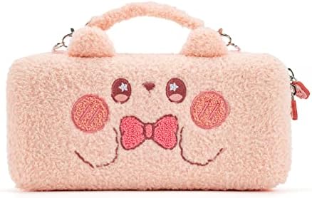 GeekShare Pink Bunny Plush Bag Carry Case Compatible with Switch/OLED - Portable Slim Travel Carrying Case with Removable Handle Fit Switch Console & Game Accessories