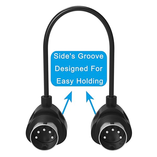 fore 2-pack 1-feet 30cm right-angle midi cable with ultra-small plugs for tight space 5-pin din midi cable compatible with midi keyboardinterfacesynthesizerguitar multi effectsideal for studio