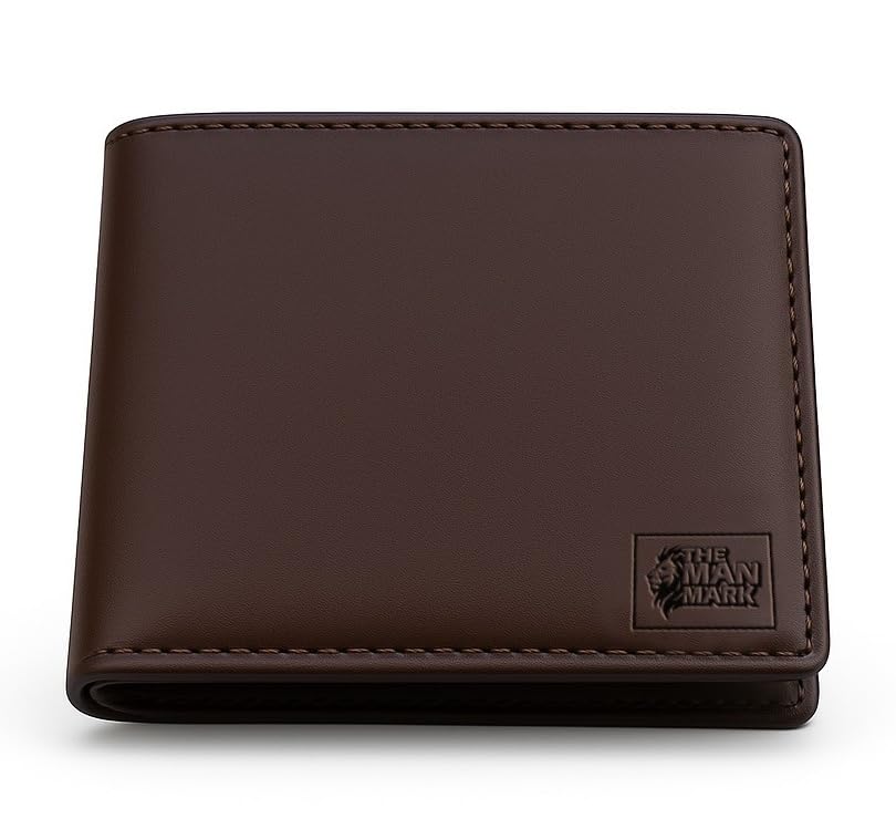 Brown Leather Wallet for Men – RFID Blocking Slim Bifold Wallet with Card Holders & Cash compartments