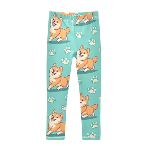 Fat Shiba Inu Girls Leggings,Workout Leggings for Girls Toddler Athletic Leggings Size for 3-10T