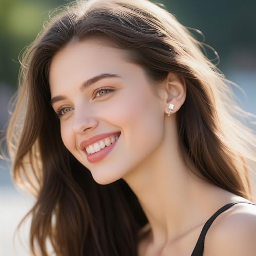 Reffeer Solid 925 Sterling Silver Rose Flower Stud Earrings for Women Teens CZ Flower Stud Earrings Drops Spring Earrings2