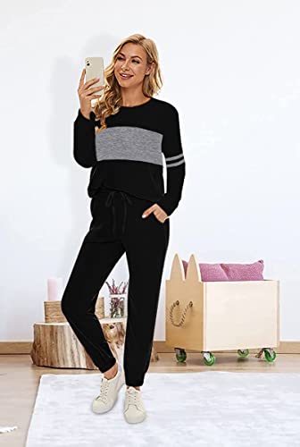 Image of Fengbay Two Piece Outfits for women Long Sleeve Crewneck Pullover Tops And Pants Sweatsuits Lounge Set with Pockets 2026