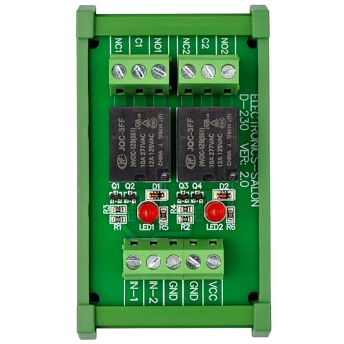 Electronics-Salon DIN Rail Mount 2 SPDT 10Amp Power Relay Interface Module, DC 24V Version.