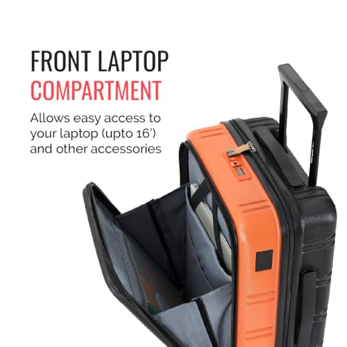 Image of Urban Jungle by Safari Hold-All Premium Small (55cm) Trolley Bag with Laptop Compartment, Polycarbonate Cabin Suitcase with 8 Silent Wheels & TSA Lock,Hardside Travelling Luggage for Men&Women(Orange)