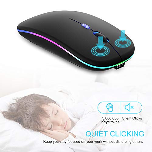LED-Wireless-Bluetooth-Mouse-for-Laptop-Bluetooth-51-Mouse-Rechargeable-24G-Silent-Mouse-Portable-with-USBComputer-Mice-Slim-Optical-Mouse-with-3-Adjustable-DPI-for-PCLaptopNotebookComputer
