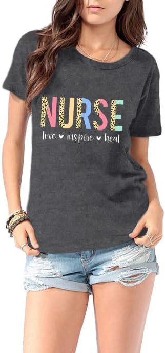 LBP Womens Nurse Shirt Nurse Leopard Print Tshirt Love Inspired Healing Top - Image 5
