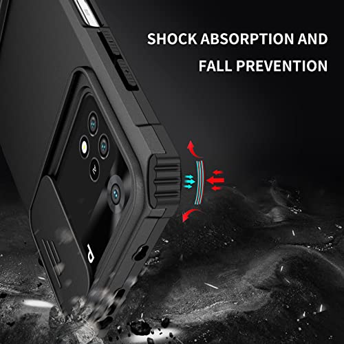 Image of ShieldTech Back Cover Case for Poco X4 Pro 5G | Sliding Camera Shield | Stereoscopic Stand | Shockproof 360 Degree Protection Mobile Phone Case Cover for Poco X4 Pro 5G | PC, Black Back Cover