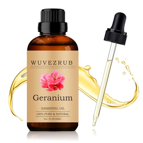Wuvezrub Geranium Essential Oil 30ML - 100% Pure and Natural Oils for Aromatherapy Diffuser - 1 Fl Oz/Geranium