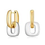 TOVABA Orecchini da donna in oro e argento, leggeri, in metallo misto, minimalisti, a incastro, per lavoro, sera, appuntamento