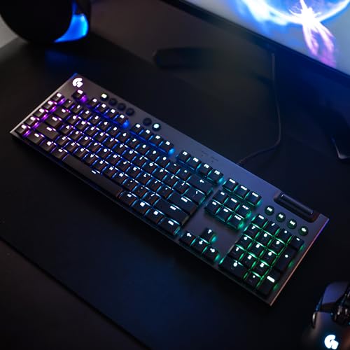 815 LIGHTSYNC RGB Tastiera Gaming Cablata, Profilo Ribassato, GL-Linear Switches, 5 Tasti G Programmabili, USB Passthrough, Controlli Multimediali Dedicati, QWERTY US Layout, Nero - Tastiera gaming - Immagine 6