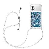 YAMCCCSE Funda Bling Glitter Liquida con Cuerda para Samsung Galaxy S26 Edge 5G, Transparente Cristal Suave Silicona TPU Bumper Protector Carcasa con Colgante Ajustable Cordón - Case y Correa