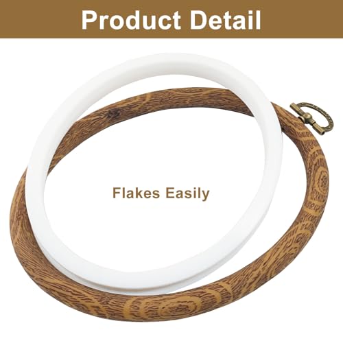 Image of Marvexi 5Pcs Oval Embroidery Hoops 4.3 inchx5.3 inch, Vintage Cute Faux Wood