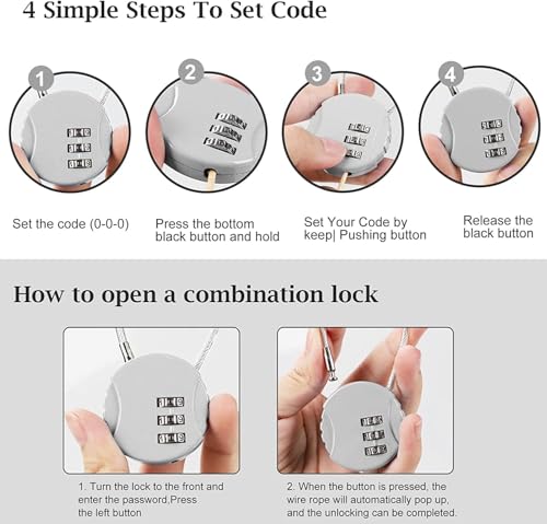 Image of 3 Digit Travel Luggage Combination Lock, Gym Padlock Mini Combination Waterproof Resettable Bag Luggage Gate Padlock Outdoor for School Locker Backpack Travel Toolbox Storage (Silver)