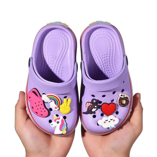 Image of XPKWS Toddler Kids Clogs Boys Girls LED Garden Shoes Light up Sandals Slip on Quick Dry Beach Slippers