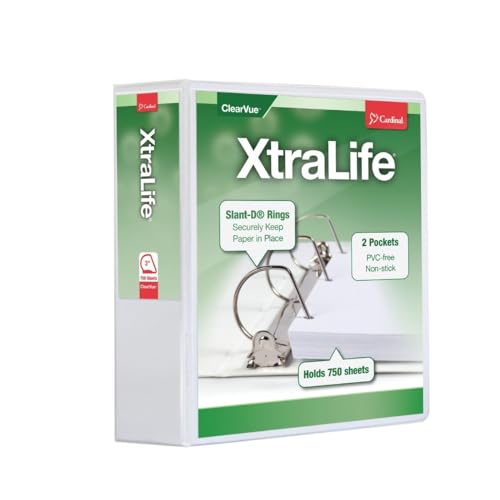 Cardinal® Fichário com bloqueio Slant-D® da XtraLife®, anéis de 7,6 cm, 52% reciclado, branco