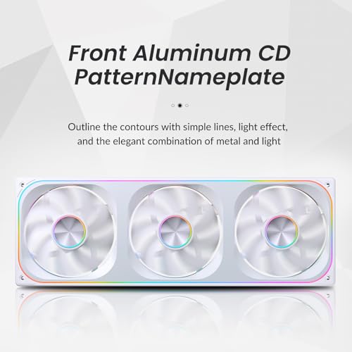 Image of JONSBO ZA-360W PC Case Fan,All(3)-in-One,Single Frame Unit 120mm ARGB,PWM, Silent Computer Fan with 4-Sides Infinity Mirror 2400RPM,28mm Thick Multiple Led Beads, Installation Ref to Tips