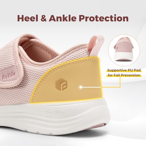 Image of FitVille Diabetic Shoes for Women Extra Wide Walking Shoes Slip-On Orthopedic Shoes with Adjustable Strap for Swollen Feet Neuropathy - EasyTop Wings V2