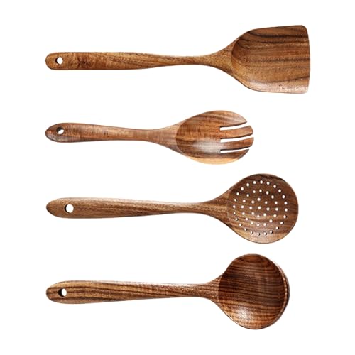 Cuchara de sopa de madera y utensilios de agitación para porciones 2