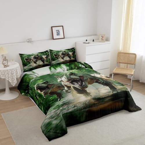Image of Feelyou Dinosaur Dino Jungle Comforter Set Queen Size Kids Boys Girls Duvet