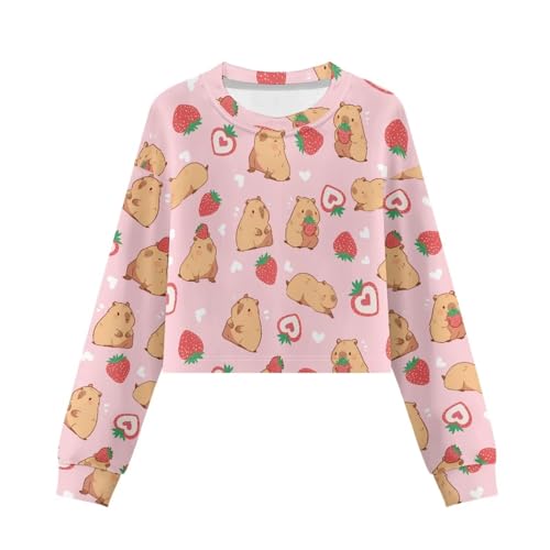 2025 Girls Sweatshirts Long Sleeve Pullover Sweatshirt Crop Tops Casual Crewneck Tee Shirt Fall Clothes Size 5-144