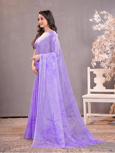 Image of Garden Vareli Floral Print Chiffon Saree