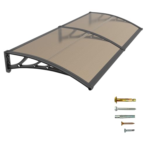 JYJNHOME 40x60 Window Door Awning Exterior,Polycarbonate Outdoor Overhang Canopy Shelter,UPF 50+ UV