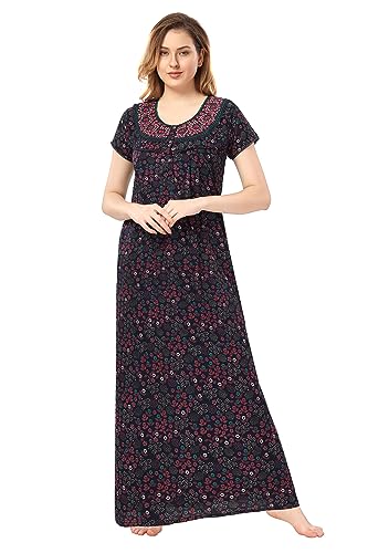 Image of Soulemo Women's Cotton, Rayon & Polyester Printed Maxi Nighty (Alpine) 861