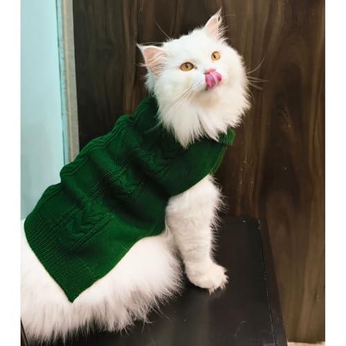 Image of Lulala Turtleneck Dog Sweater, Dog Winter Clothes for Small Dogs Boy Girl, Warm Dog Sweater for Small Dog (Green-22 Inch)