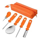 Gadpiparty 5 Stk. Teiliges Profi Kürbis Schnitzset aus Rostfreiem Stahl mit Säge Schaber und Schaufel Halloween Schnitzwerkzeug für Kreative Jack O Laternen Geeignet für Erwachsene