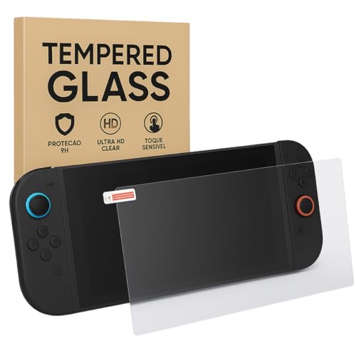 Película de Vidro Temperado Premium 9H Compatível com Nintendo Switch 2 – Ultra Transparente, Bordas 2.5D, Espessura 0,33mm, Toque Sensível, Instalação Fácil, Anti-Risco (Genérico)