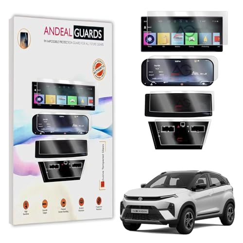 Image of Screen Guard For NEW TATA NEXON | 10.25 INCH INFOTAINMENT [THIN CORNERS] + STEERING + 10 inches MID + AC PANEL Protector | Nexon Car Display Accessories [Not Tempered Glass]
