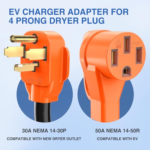 Image of Nilight EV Adapter Cord 30 Amp to 50 Amp 4 Prong Pure Copper New Dryer Outlet to EV Plug Conversion Heavy Duty 10 Gauge Wire Nema 14-30P to 14-50R 30M /50F for Level 2 EVs Using
