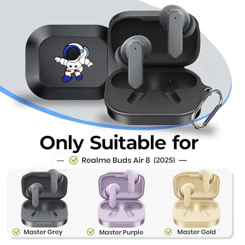 Image of Soft Silicone Case Cover Compatible for Realme Buds Air 8 (Blue Astronaut)