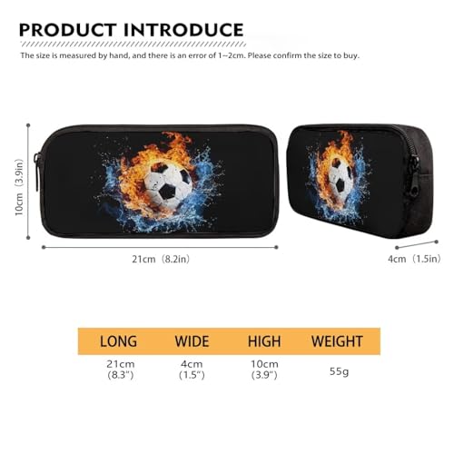 Image of Fire Soccer Nursing School Essentials Pencil Case Pencil Pouch Aesthetic Lightweight Pen Bag Stylish Small Office Supplies Black