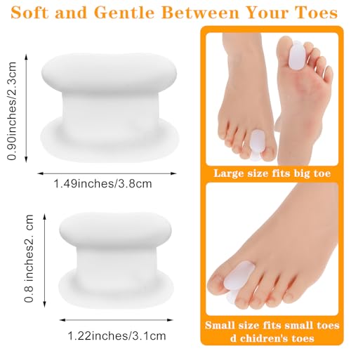 Image of Gjinxi 12 Pack Gel Toe Spacers, Toe Separators for Women Men Bunion Corrector Toe Spreaders Soft Toe Straightener for Crooked Toes, Overlapping Toes, Hammertoe Correction(6L+6S)
