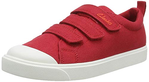 Clarks City Vibe K, Zapatillas Unisex niños, Rojo (Red Canvas Red Canvas), 31 EU