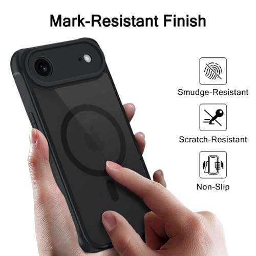 Image of TheGiftKart for iPhone 17 Air Case, Matte Frosted Hard Back Cover Compatible with MagSafe, Hybrid Shockproof iPhone 17 Air Cover with Camera & Screen Protection (PC & TPU, Translucent Black)