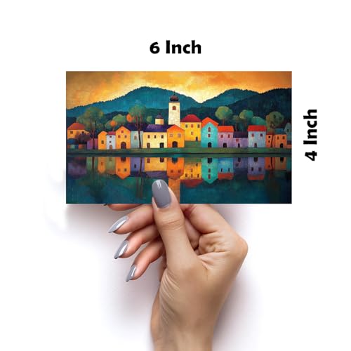 Image of SiddArtify Landscape Wall Art Poster Print Set - Colorful Village & Countryside Decor for Living Room Office - Set of 2-4x6 Inch - Board (Pack of 6) - Sticker (Pack of 6)