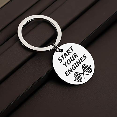 CENWA Race Day Gift Street Racing Gift Start Your Engines Keychain Checkered Flag Jewelry Car Racing Gift Drag Racing Gift4