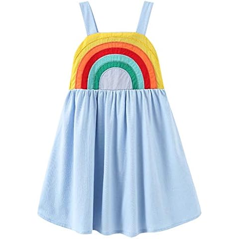 Frogwill Toddler Girls Fifties Summer Dress Blue Rainbow 2-7Y (4T, Purple) Cover