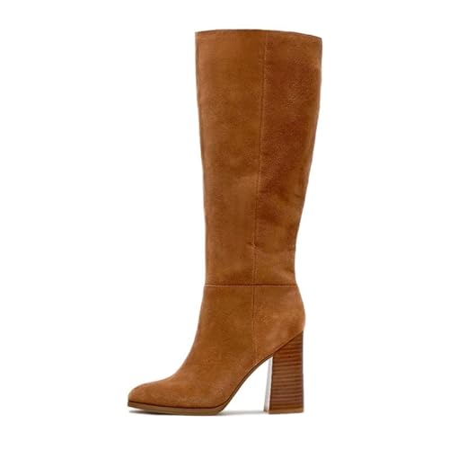 Erocalli Suede Fall Boot Brown Tall Long Knee High Boots