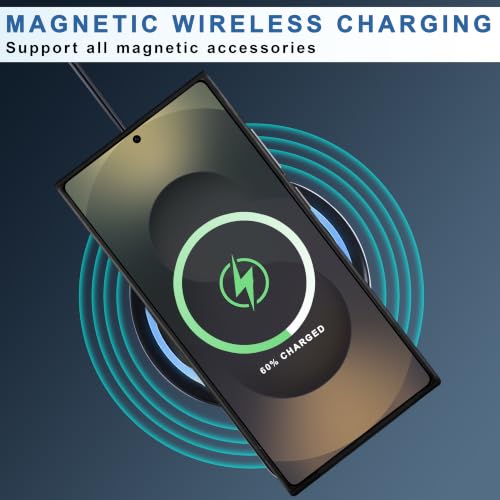 Image of CEDO Magnetic Cover for Samsung Galaxy S25 Ultra | Compatible with MagSafe Wireless Charging | Matte Black Case Designed with Magnetic Lock Shockproof Edge Protection Backcover (Translucent Black)