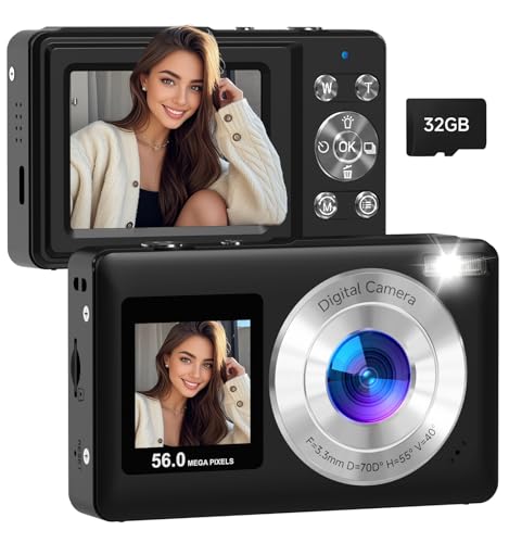 Digital Camera, 2026 Upgraded 56MP Camera Selfie Screen,