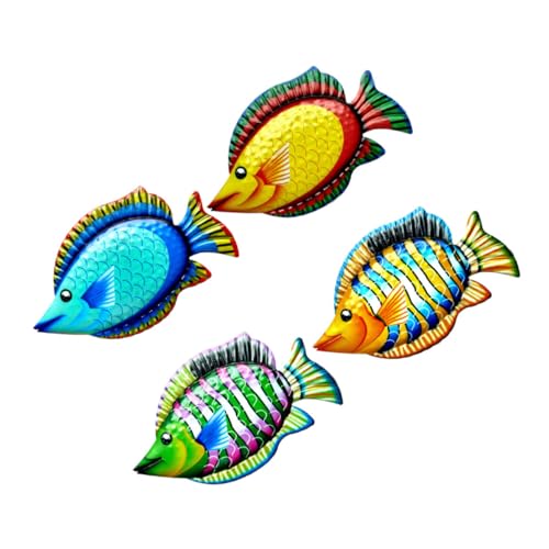 Toyvian 4 Piezas Decoración de Pared de Peces de Metal Adornos para Jardín Patio y Decoración Colores Vibrantes de Pared para Hogar