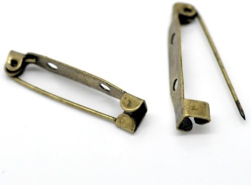 PEPPERLONELY 100pc Antiqued Bronze Alloy Pin Brooches Back Bar with 2 Holes Findings 31x6mm (1-1/4"x1/4")